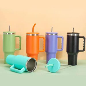 40-OZ Insulated Gradient Tumbler with Lid & Straw Water Bottle Stainless Steel
