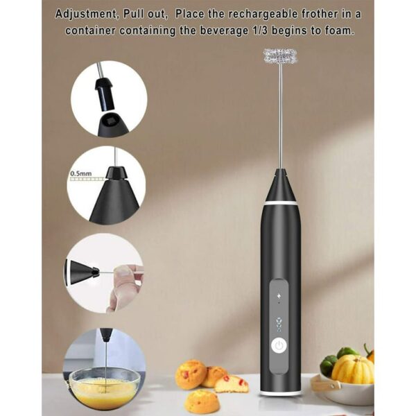 Coffee Better USB Rechargeable Milk Frother – 3-Speed Foam Maker with Egg Mixer - Image 3
