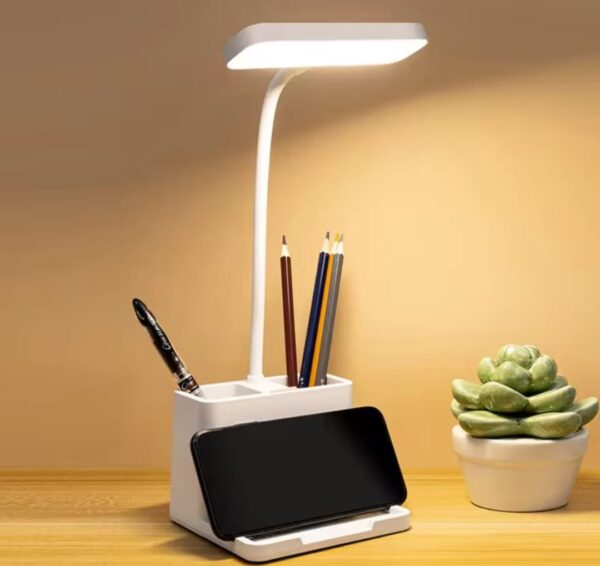 USB Rechargeable LED Table Lamp – Eye Protection Desk Lamp with Phone & Pen Holder (Touch Control) - Image 3