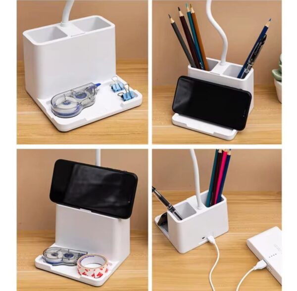 USB Rechargeable LED Table Lamp – Eye Protection Desk Lamp with Phone & Pen Holder (Touch Control) - Image 2