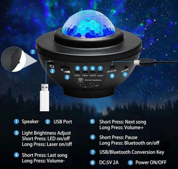 Galaxy Star Projector with Bluetooth Music & Ocean Wave Effects - Image 3