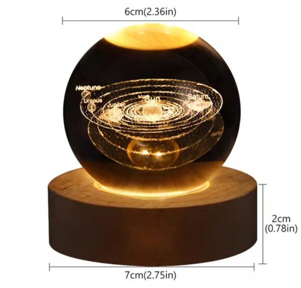 3D Galaxy Crystal Ball Night Light with Wooden Base - Image 5