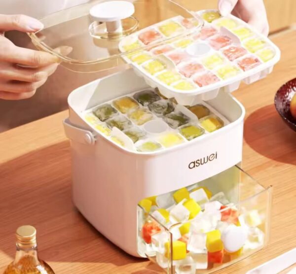Icebox with Storage & Tong – Portable Ice Container for Home & Parties