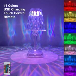 Crystal Table Lamp – 16 RGB Color Changing LED Light