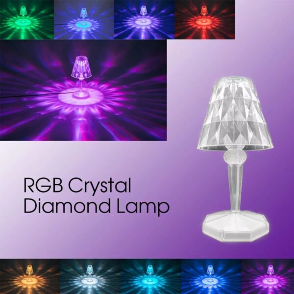 Crystal Table Lamp – 16 RGB Color Changing LED Light - Image 2