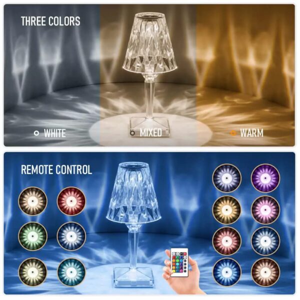 Crystal Table Lamp – 16 RGB Color Changing LED Light - Image 5