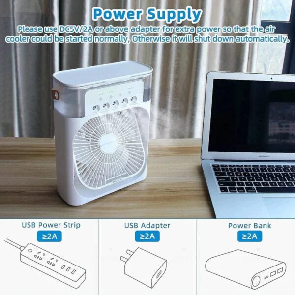 Portable Air Conditioner Mist Fan With 600ml Water Tank - Image 5